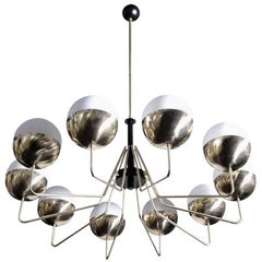 Vintage Monumental Sputnik Brass and Glass Chandelier