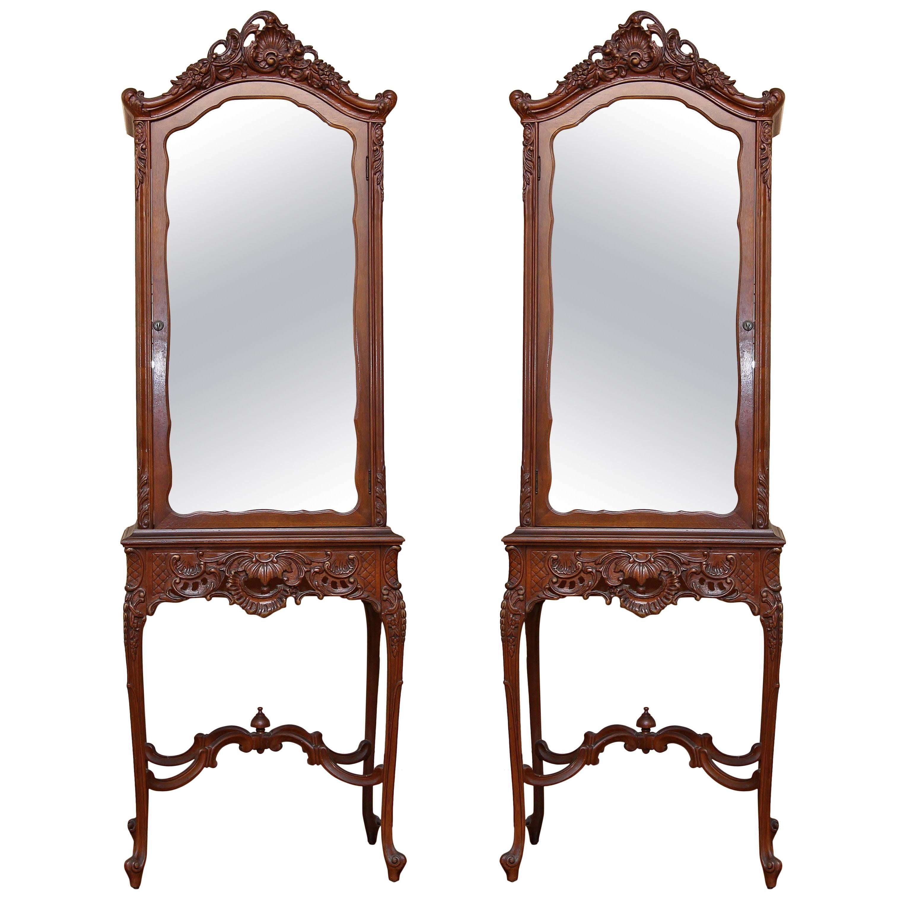 French Louis XV Style Curio Cabinets