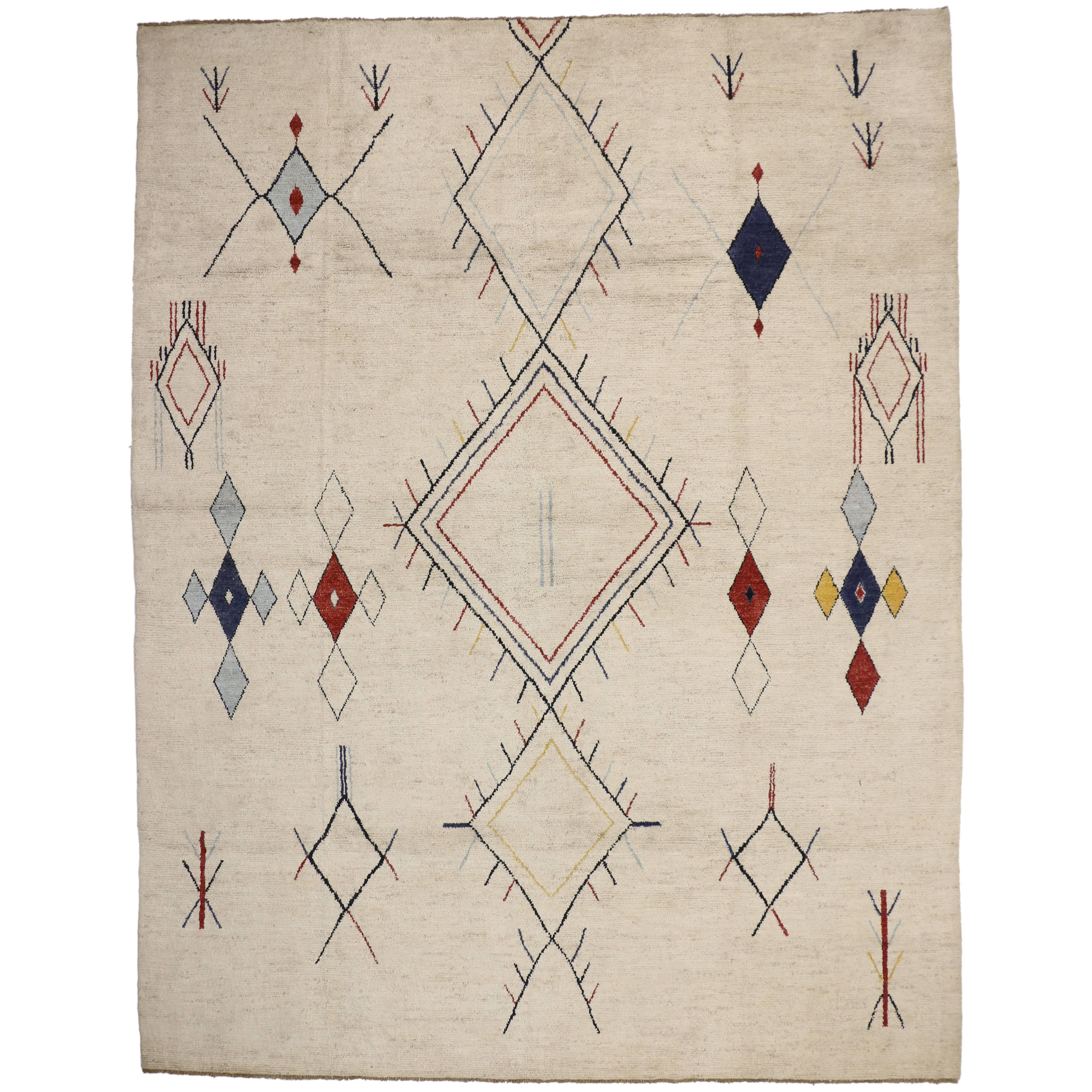 Contemporary Moroccan Style Area Rug with Modern Tribal Design