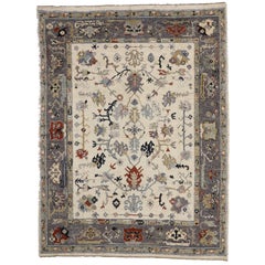 New Contemporary Oushak Area Rug with Cape Cod Nantucket Vibes