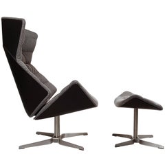 Gebruder Thonet Tilt and Swivel Lounge Chair and Ottoman