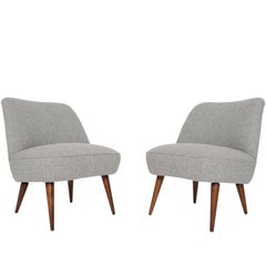 Pair of German Mid-Century Modern Lounge Chairs in Grey Maharam Wool