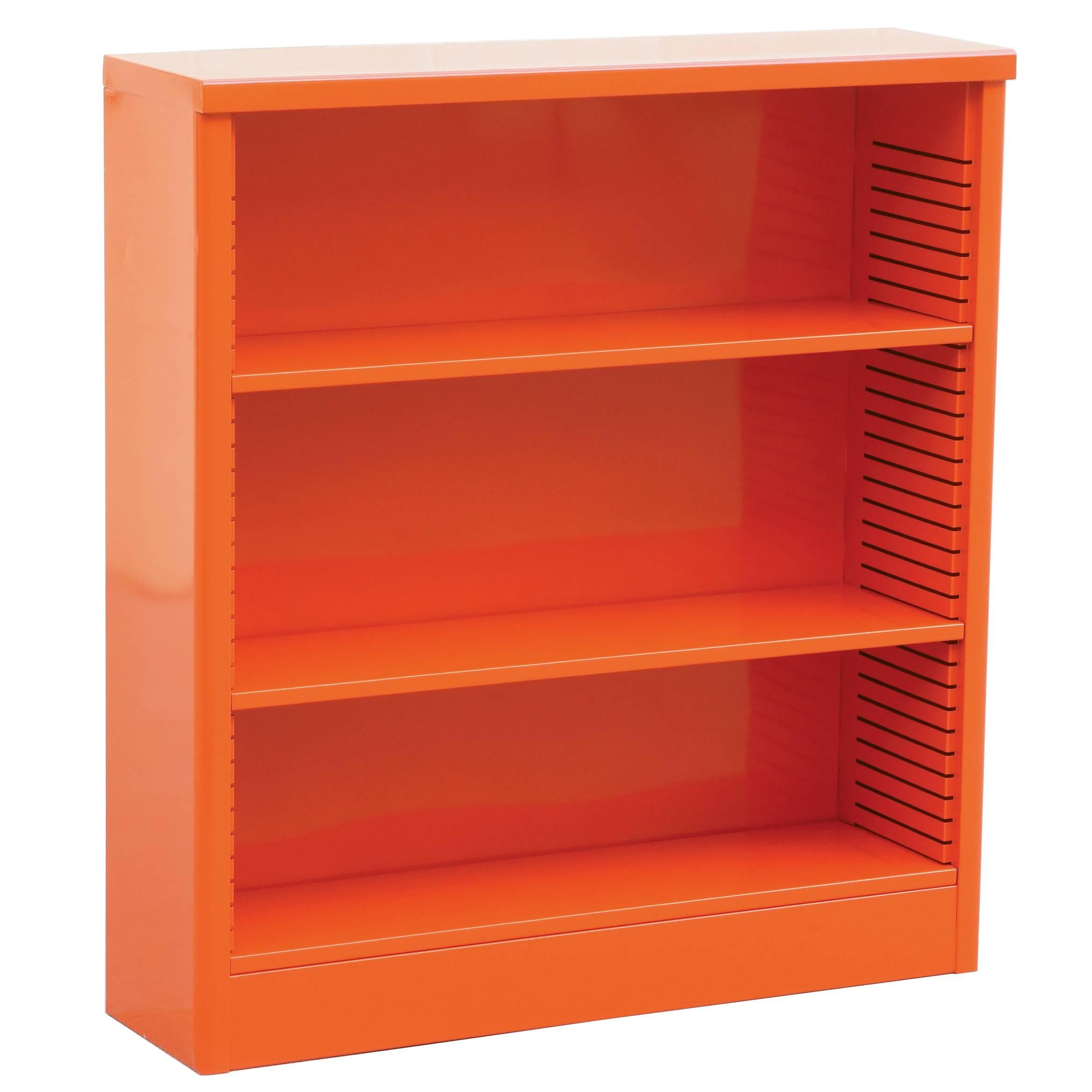 1960s Steel Bookcase in Orange, Custom Refinished