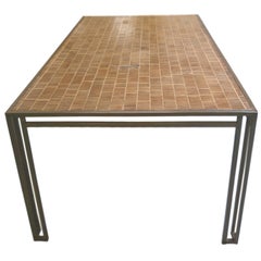 Table à manger en fer et en bois Billy Baldwin des années 1970