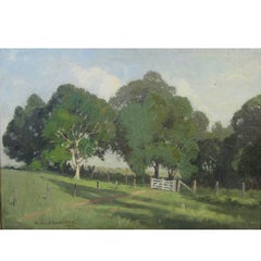 Vintage 1944 Australian Landscape Painting Charles Lancaster