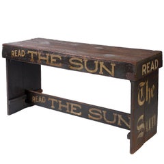 Polychrome-Decorated Folding Newsstand Bench