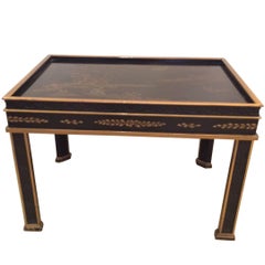 Vintage Chinoiserie Style Black and Gold End Table by Drexel Heritage