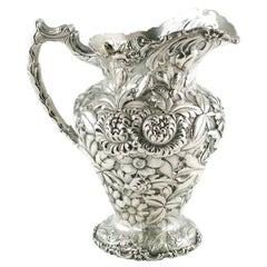 Used Stieff Repousse Sterling Silver Water Pitcher