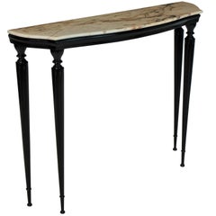 Black Lacquered Console with Marble Top