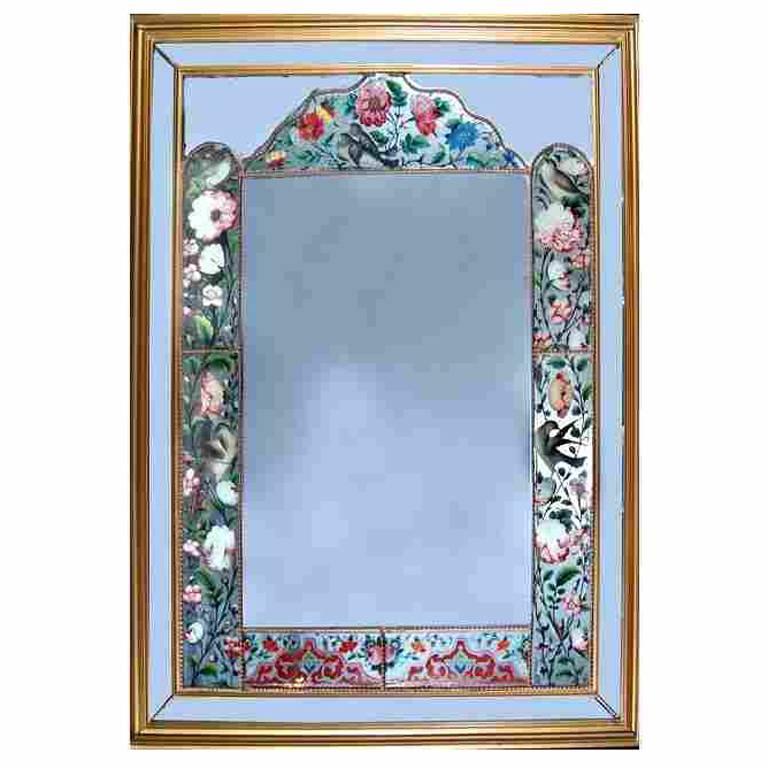reverse painted glass mirror