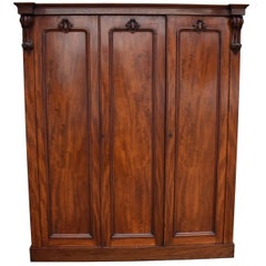 Antique Victorian Mahogany Three-Door Wardrobe