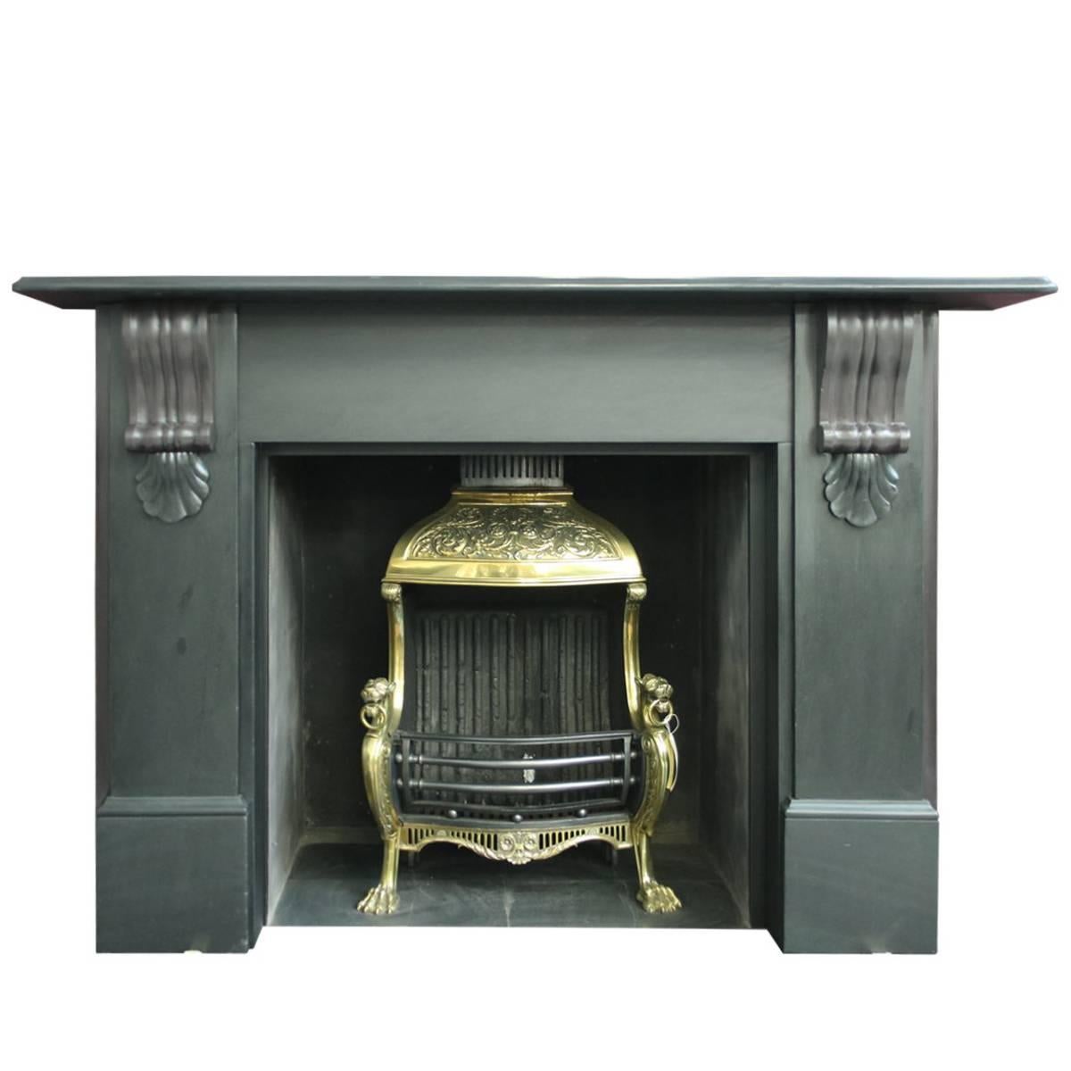 Large 19th Century Late Victorian Slate Fireplace Surround