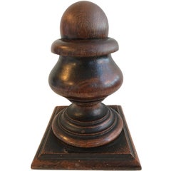 20th Century Turned Oak Newel Post Finial