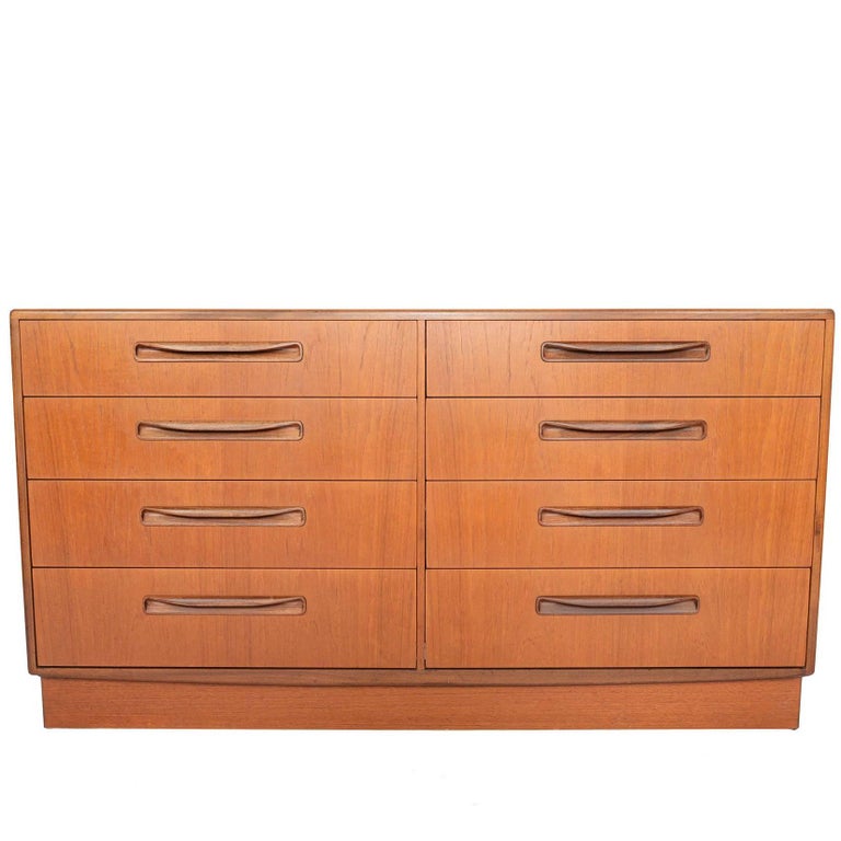 G Plan Fresco Mid Century Modern Eight Drawer Double Dresser In