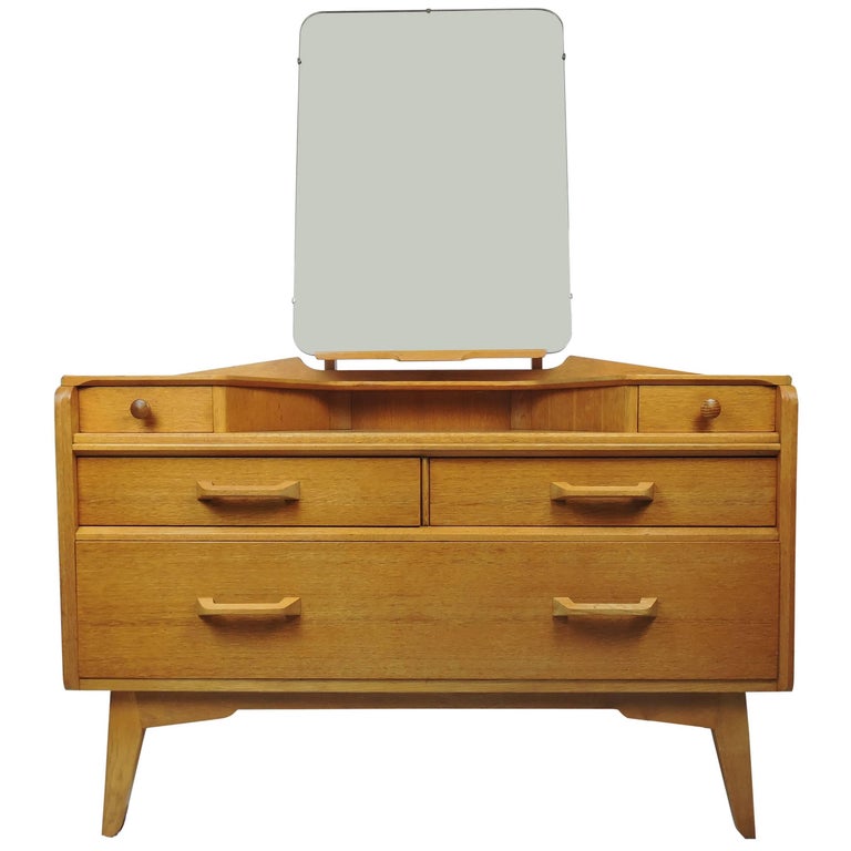 GPlan Furniture Midcentury Oak British Dressing Table with Mirror