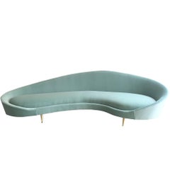 Federico Munari Style Curved Velvet Sofa from 1960s