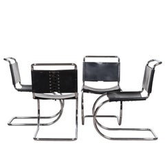 Antique Mies van der Rohe MR10 Cantilever Chairs in Black Leather