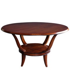 Vintage A Stylish French Mahogany Circular Center/Cocktail Table w Ebonized Highlights