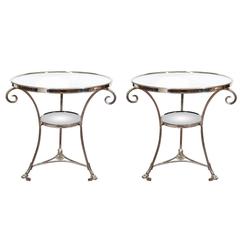 Mid-Century Pair of Glass and Chrome French Lamp Tables 9