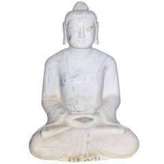 White Marble Stone Buddha Statue, Hand-Carved