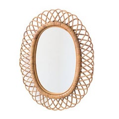 Franco Albini Style Rattan Mirror