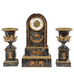 French Empire Influenced Clock Set, 19th Century