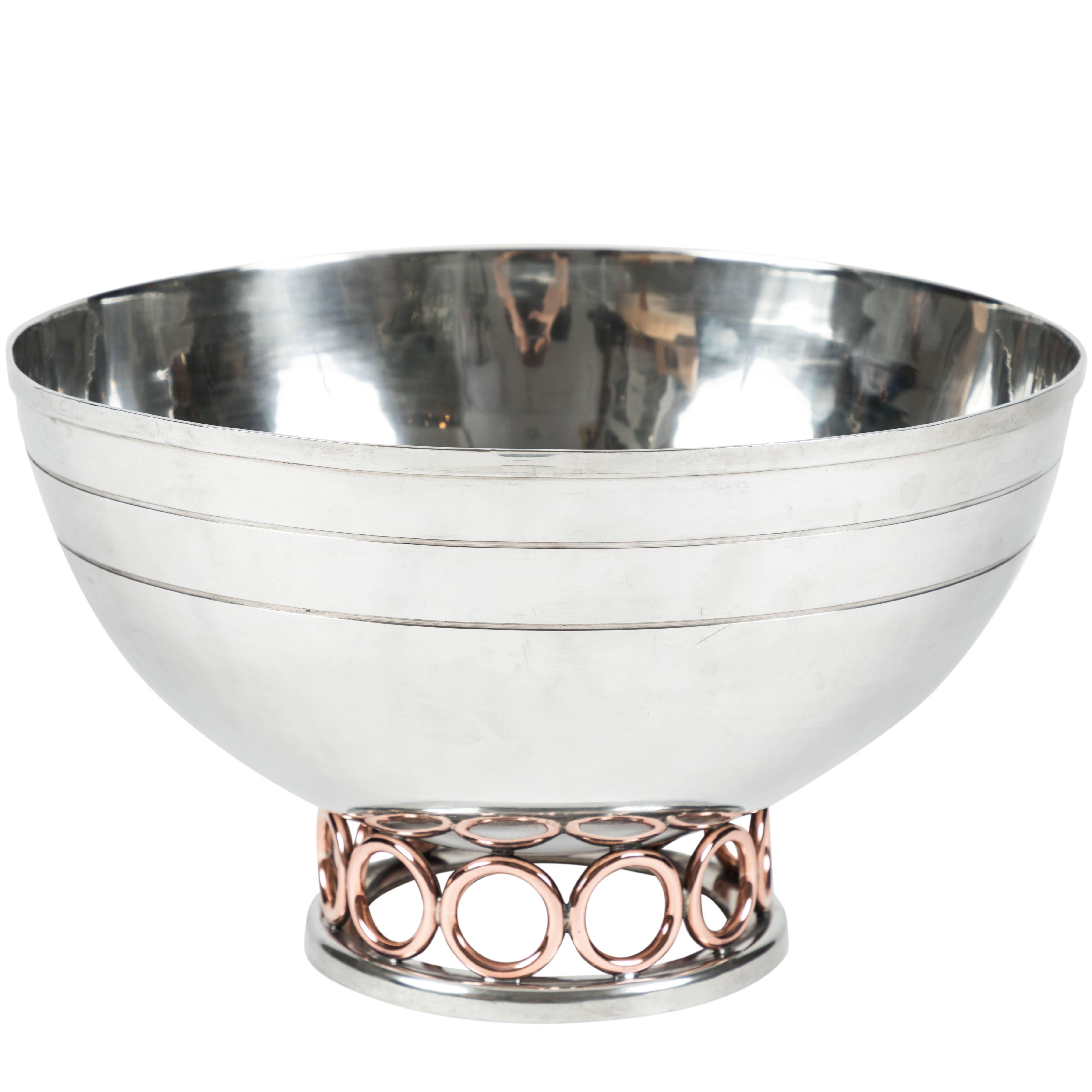Colonial Pewter Bowl with Copper Accents by Porter Blanchard