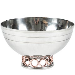 Vintage Colonial Pewter Bowl with Copper Accents by Porter Blanchard