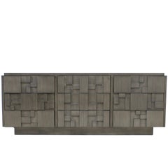 Charcoal Grey Lane Mosaic Brutalist Dresser or Cabinet