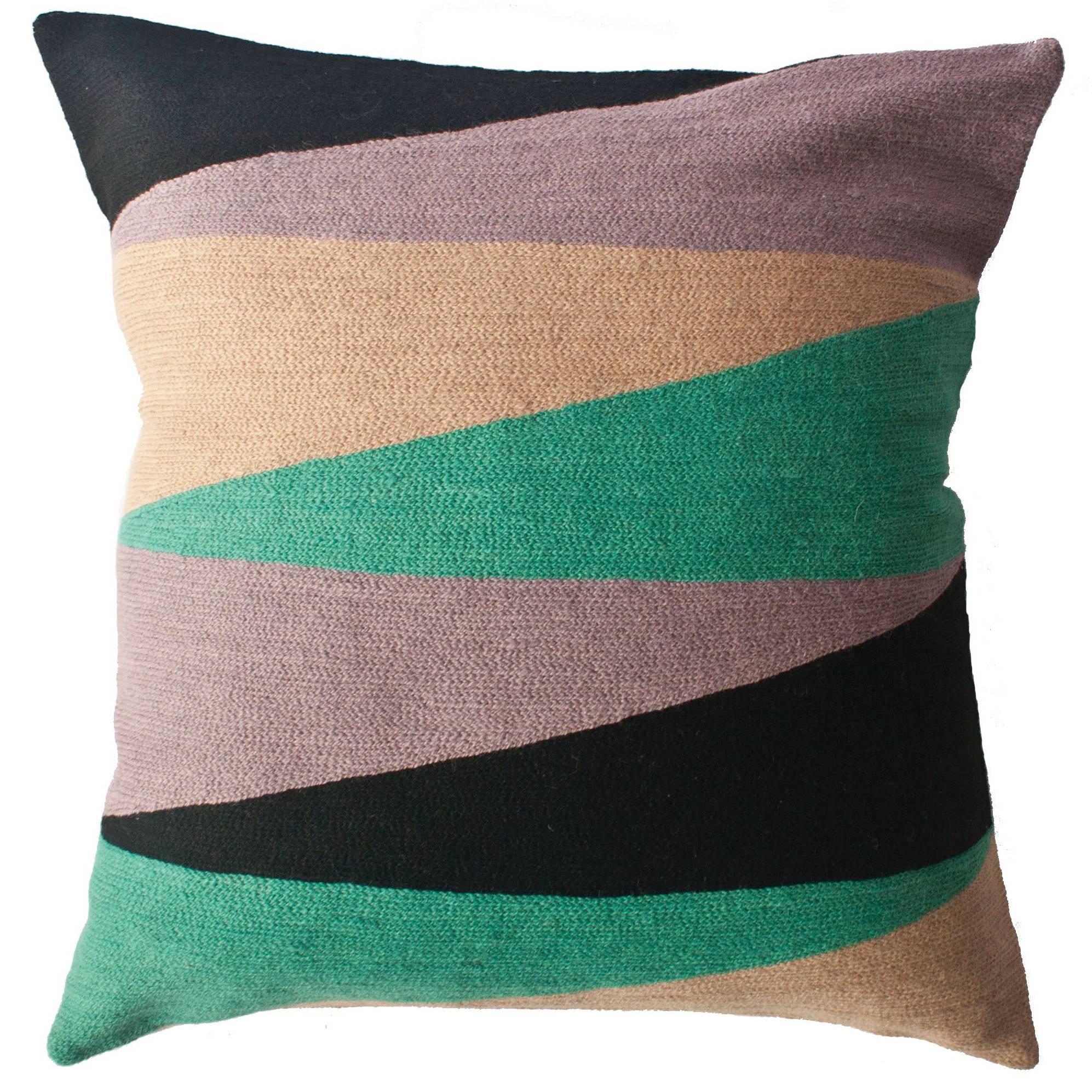 Zimbabwe Landscape Winter Hand Embroidered Modern Geometric Throw Pillow Cover