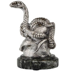 Snake Silvered Bronze Car Mascot by Antoine Bofill, France, 1910