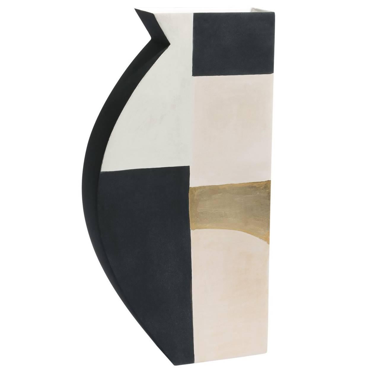 Medium Pacay Abstract Vase with Gold Leaf