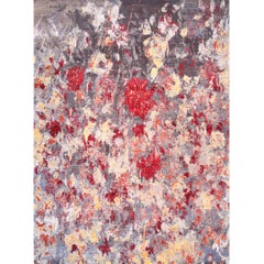 Modern Abstract Handwoven Rug of Indian Silk