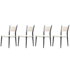 Modern Set of Four Paul McCobb for Calvin Black and White Dining Chairs