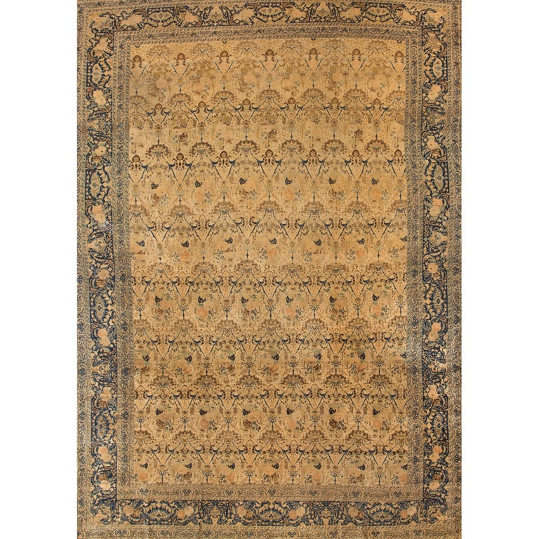 Beautiful Light Blue Antique Persian Kashan Rug at 1stdibs