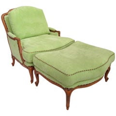 Taylor King Bergère Club Chair with Ottoman