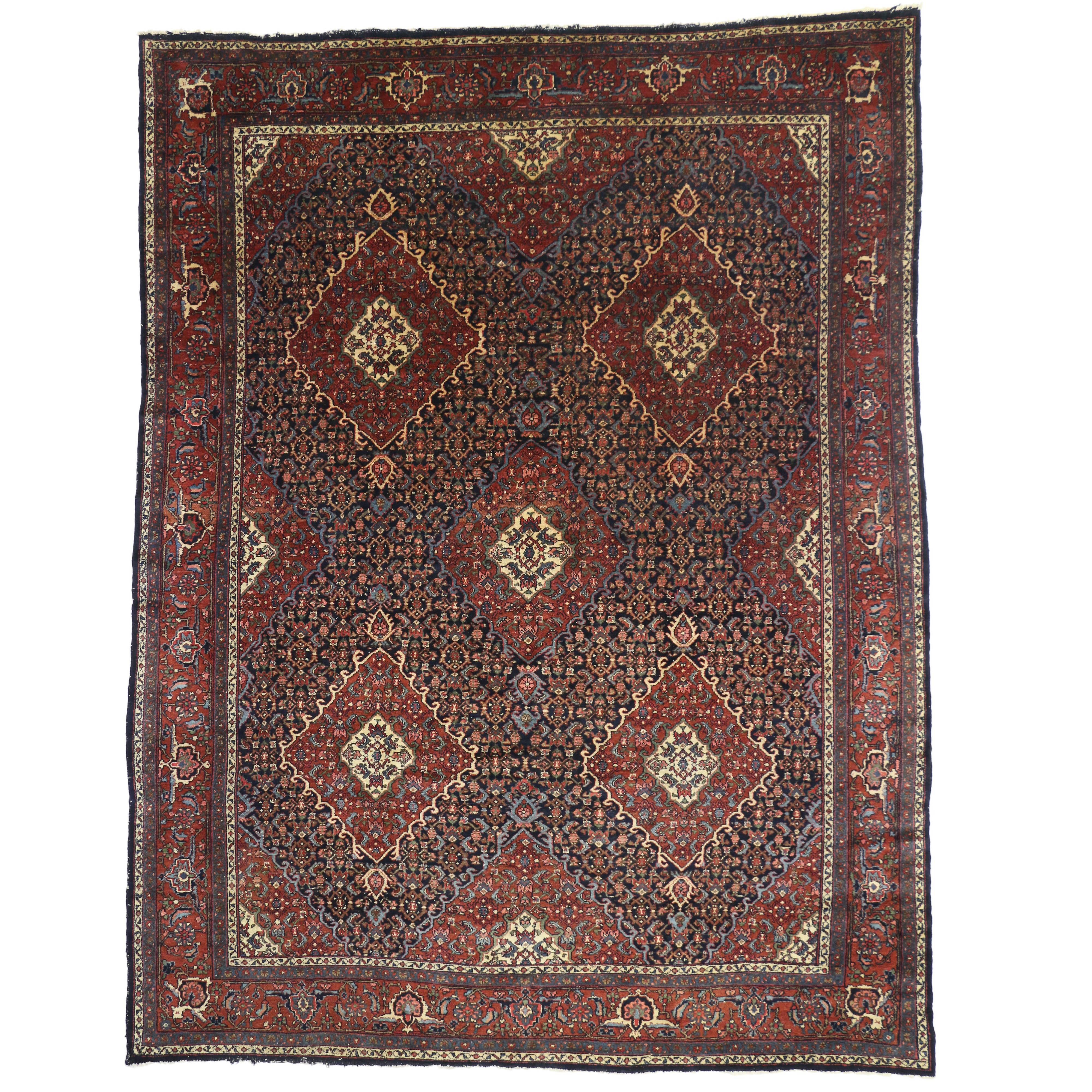 Antique Persian Bibikabad Rug with Modern Traditional Style