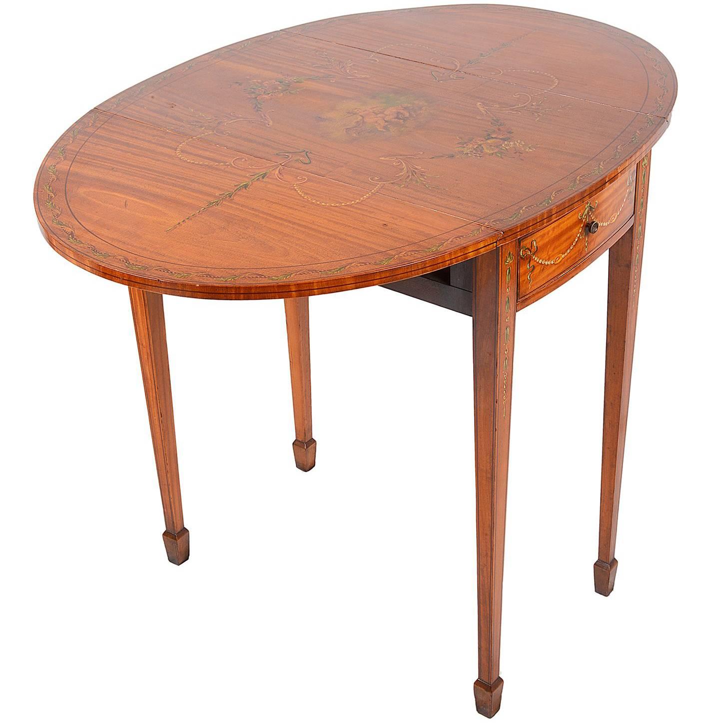 Satinwood Sheraton Revival Occasional Table