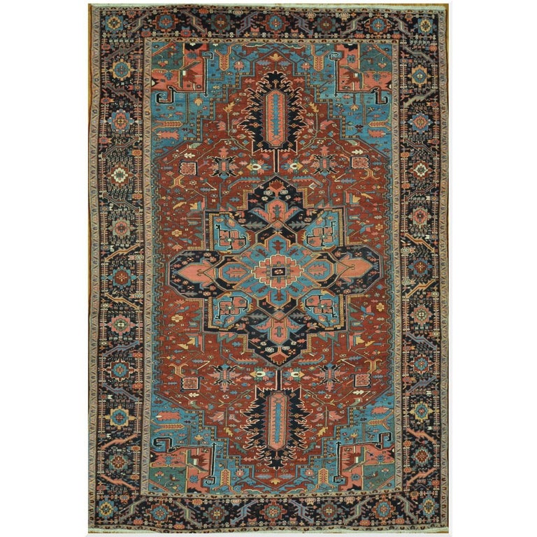 Large Antique Persian Heriz Rug For Sale at 1stDibs