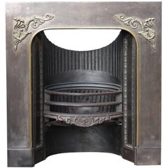 Antique Early 19th Century Cast Iron and Brass Fire Insert