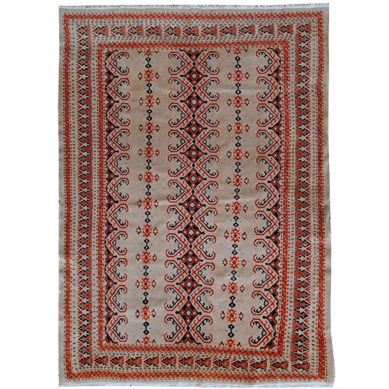 Handmade Vintage Uzbek Bukhara Rug, 1960s For Sale at 1stdibs