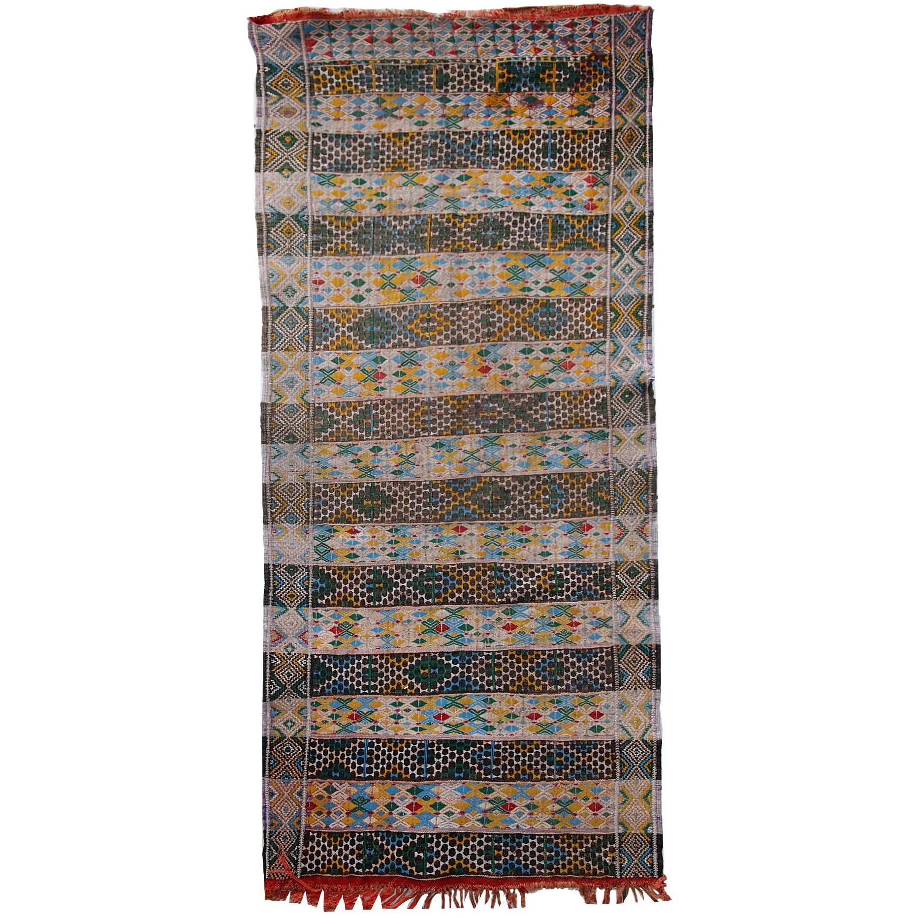 Handmade Vintage Tunisian Flat-Weave Kilim, 1950s, 1C497