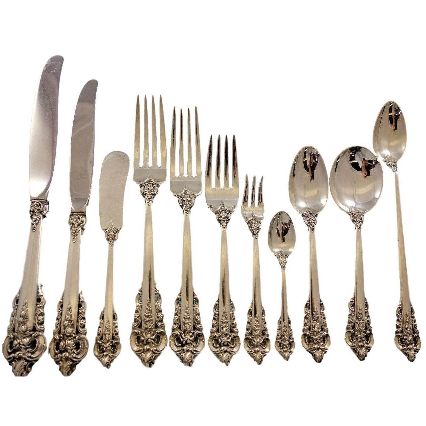 Grande Baroque by Wallace Sterling Silver Flatware Service 12 Set 145 pcs Dinner
