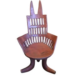 Antique Ethiopian Wooden Chair, Africa, 19th Century