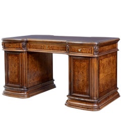 19th Century French Carved Walnut Freestanding Desk