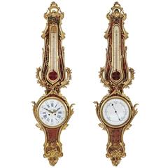 Louis XV Style Ormolu-Mounted Tortoiseshell Clock and Barometer Set by Gleizes 7
