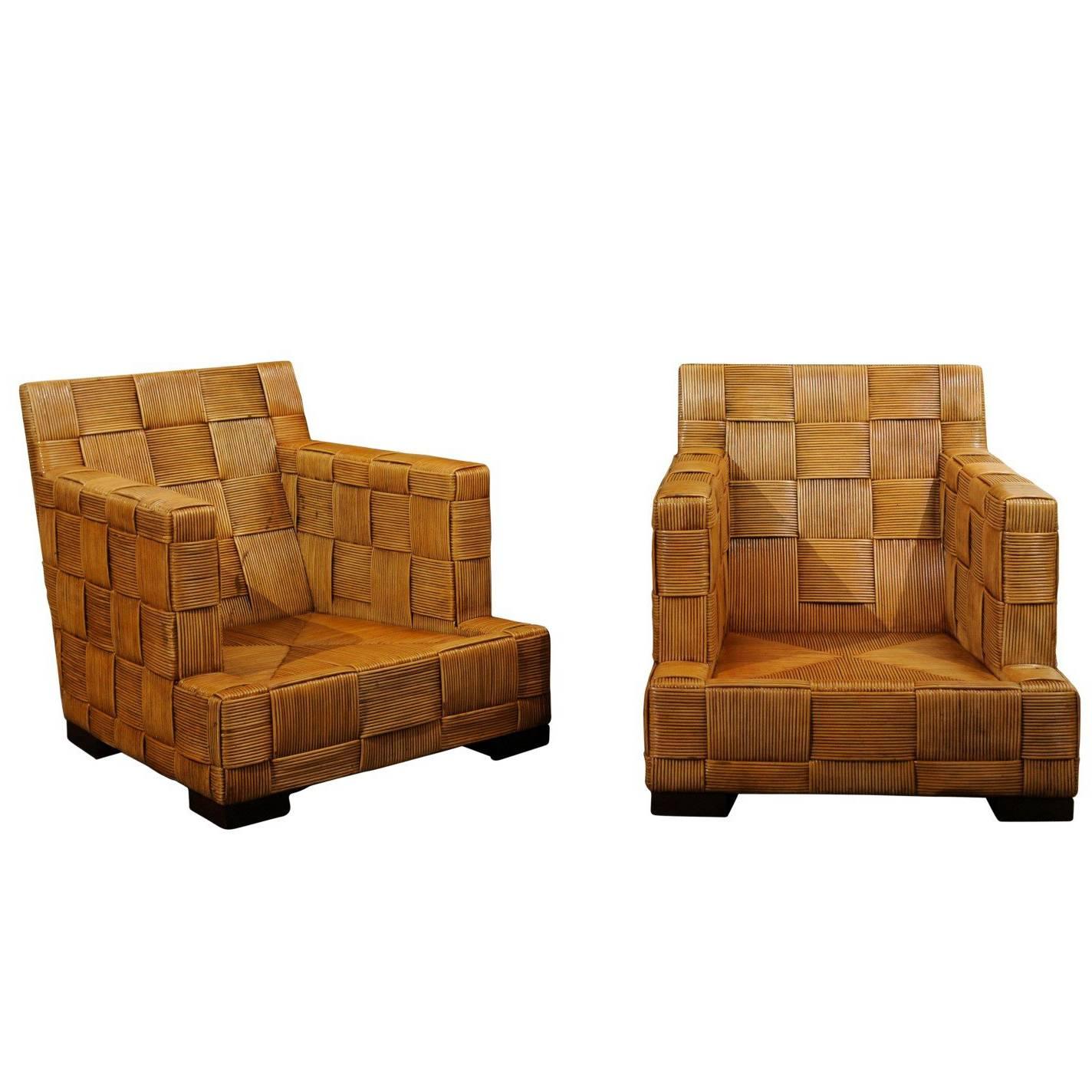 Stunning Pair of Block Island Club Chairs by John Hutton for Donghia