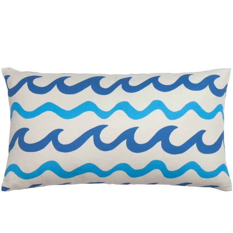 Swell Oblong Pillow in Color Montauk 'Navy and Bright Blue on Cream