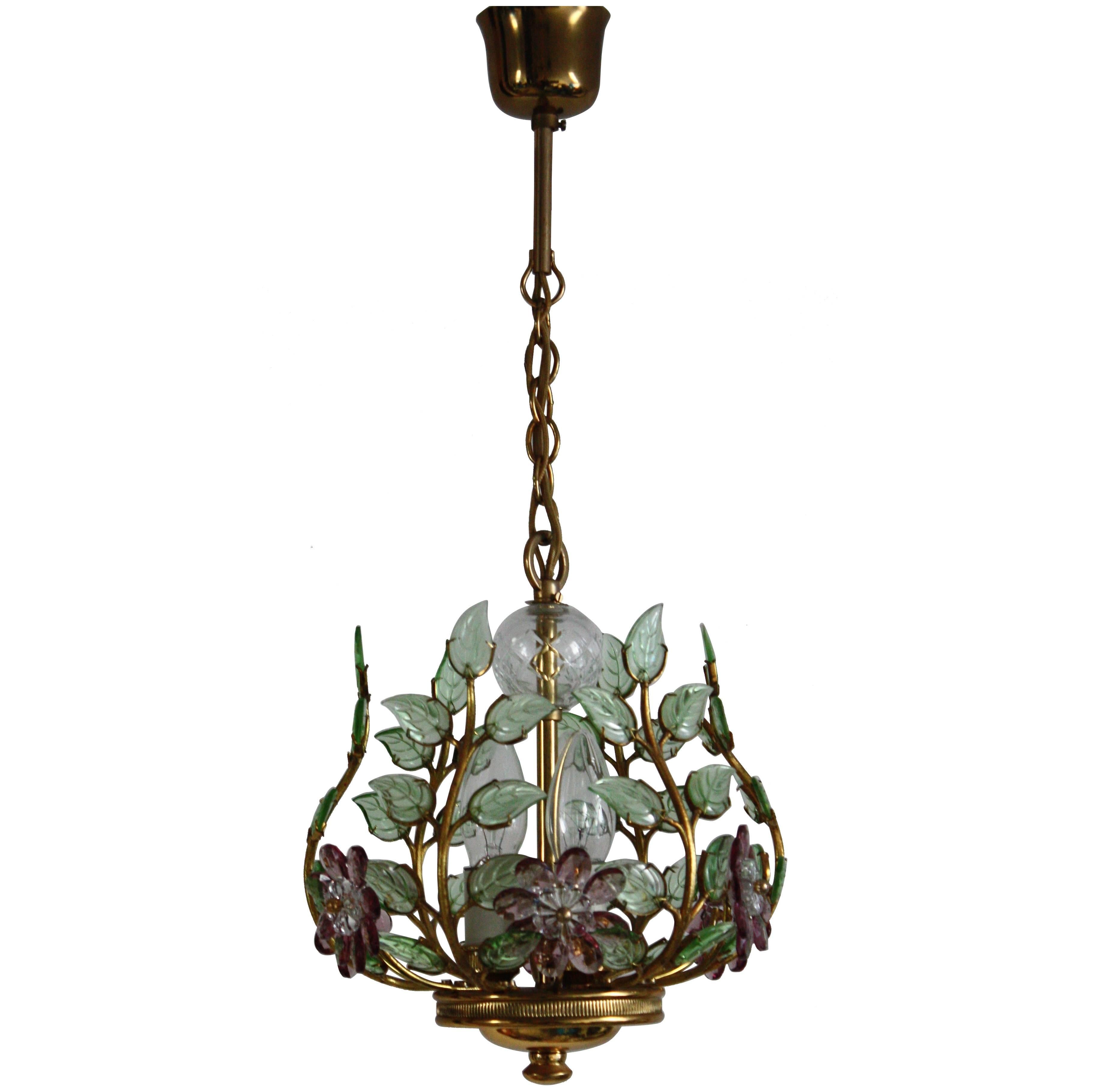 Rare and Lovely Amethyst Chandelier by Maison Bagues, France, 1950s