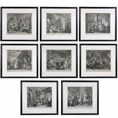 William Hogarth, Complete Set of Eight Engravings of 'The Rakes Progress'